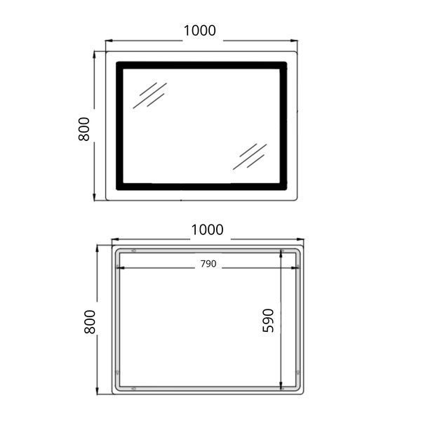 Дзеркало Qtap Cardinal (CA2) 1000х800 з LED-підсвічуванням Touch, з антизапотіванням, з димером, рег. темп. кольору (3000-6500K) QT0478C1008048455 SD00054579 фото