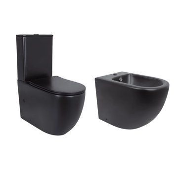 Акційний набір: Унітаз напольний Robin Ultra Quiet QT13226083AMB 660x360x855 Black + Біде напольне Robin QT13442141CMB 565x360x405 Black SD00054052 фото