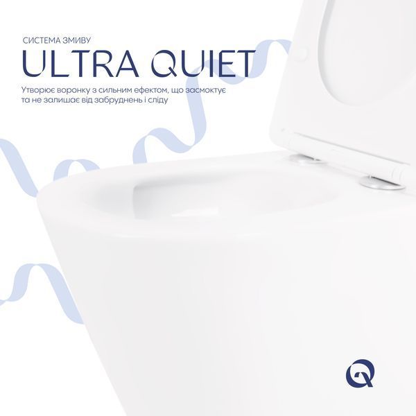 Унітаз підвісний Qtap Swan безобідковий з сідінням Soft-close QT16335180W SD00053469 фото