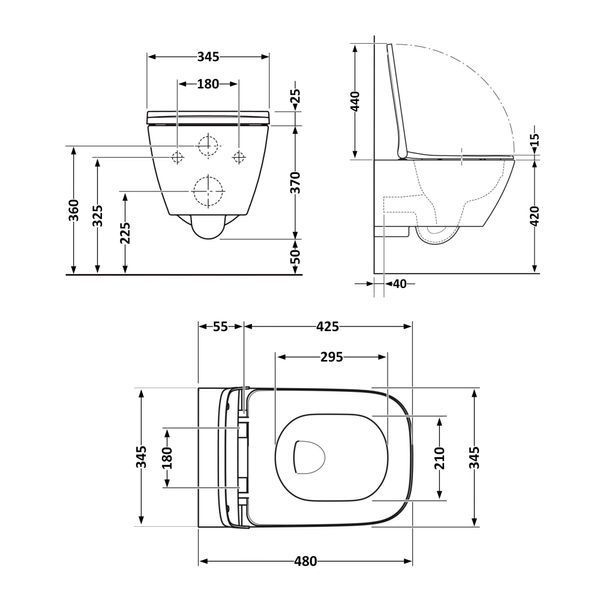Унітаз підвісний Tern Ultra Quiet 490&times;365&times;325 мм, Stone Grey, з сидінням Slim Duroplast / Soft-close / Quick Release QT17332303ASSG Qtap SD00054289 фото