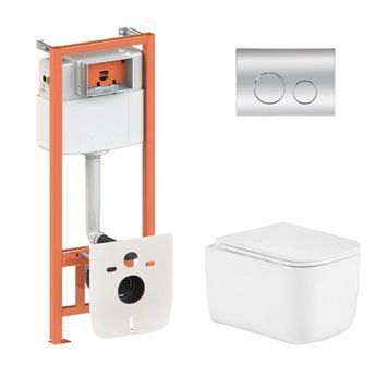 Готове рішення Qtap для ванної кімнати: підвісний унітаз Gemini Ultra Quiet 485&times;340&times;350 + комплект інсталяції Nest 4 в 1 (кругла клавіша Chrome) SD00056006 фото