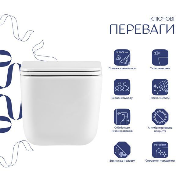 Готове рішення Qtap для ванної кімнати: підвісний унітаз Gemini Ultra Quiet 520&times;360&times;350 + комплект інсталяції Nest 4 в 1 (кругла клавіша Satin) SD00052282 фото