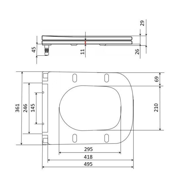 Сидіння для унітаза підлогового (Aries) 445&times;360&times;30 мм, White, з мікроліфтом? Slim Duroplast, Quick Release QT03228302W3 Qtap SD00054056 фото